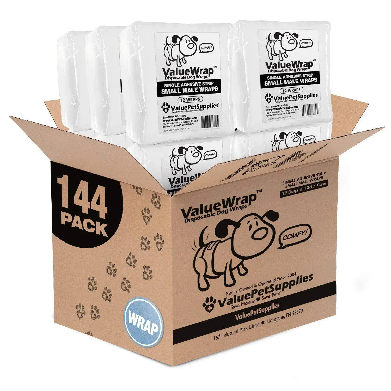 New- ValueWrap male Wraps, Disposable Dog Diapers, 1-Tab Small, Lavender, 144 Count