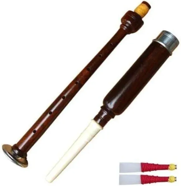 Professional Scottish Bagpipes Rose Wood Practice Chanter Silver Mounts &amp;2 Reeds