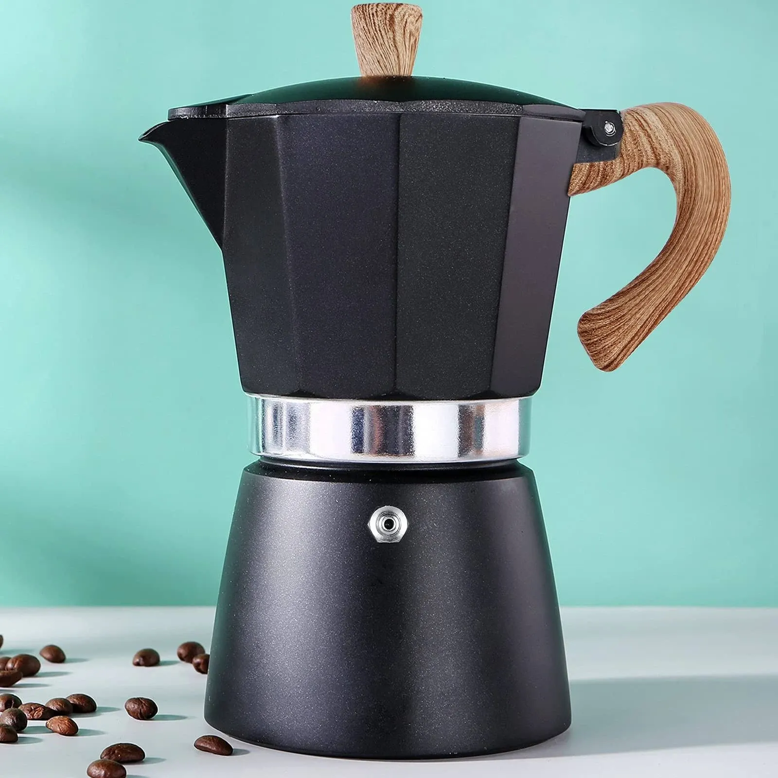 6 Cup Stovetop Espresso Maker - Italian Coffee Pot for Camping and Home Use