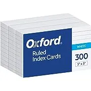 Oxford Red Margin Ruled Index Cards - Front Ruling Surface - Ruled - 3 x 5 - White Paper - 300 / Pack