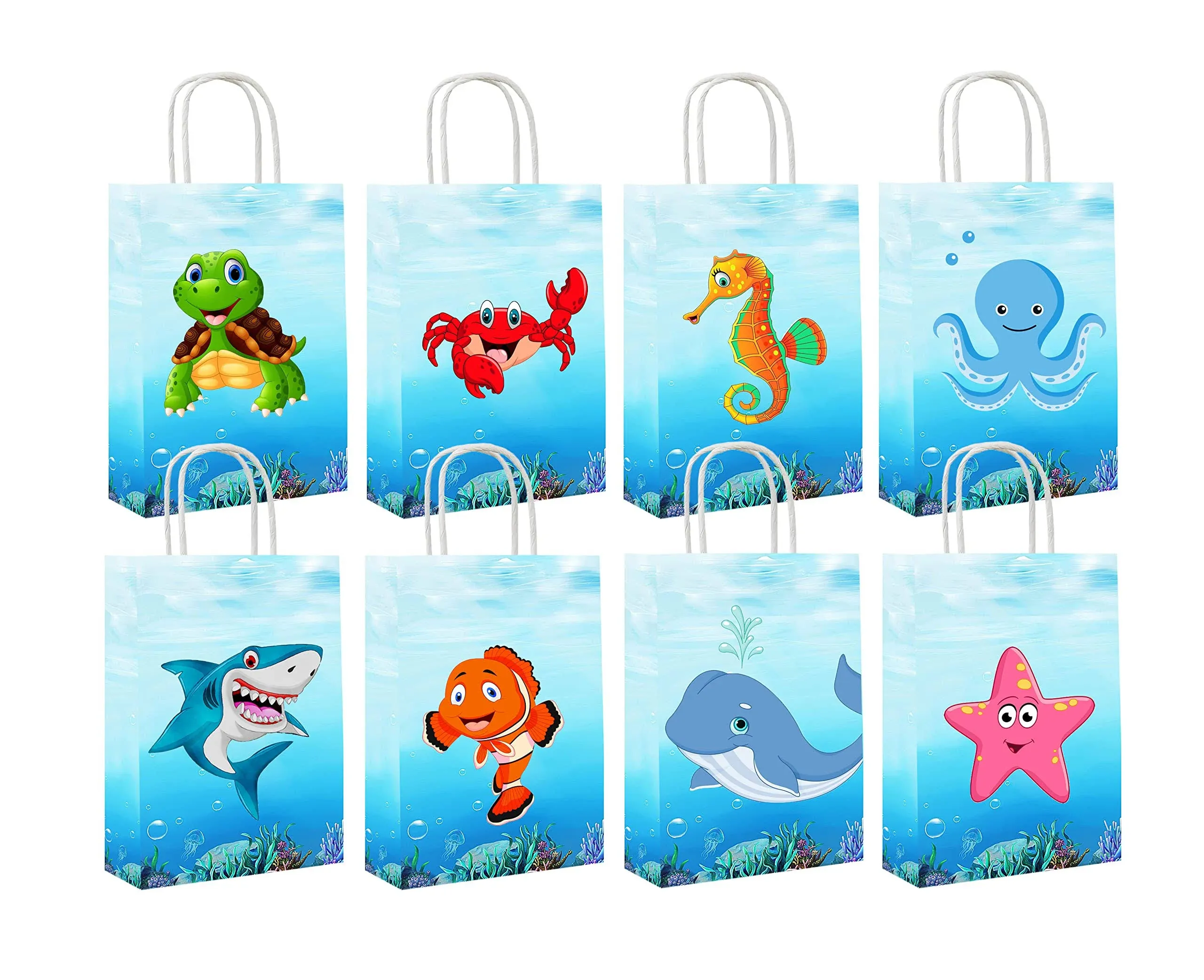 GCKAROTO 12 Packs Sea Animals Party Bags Birthday Supplies Gift Paper Bags 