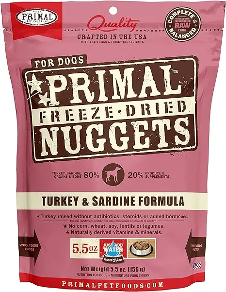 Primal Freeze-Dried Nuggets Turkey & Sardine Formula for Dogs