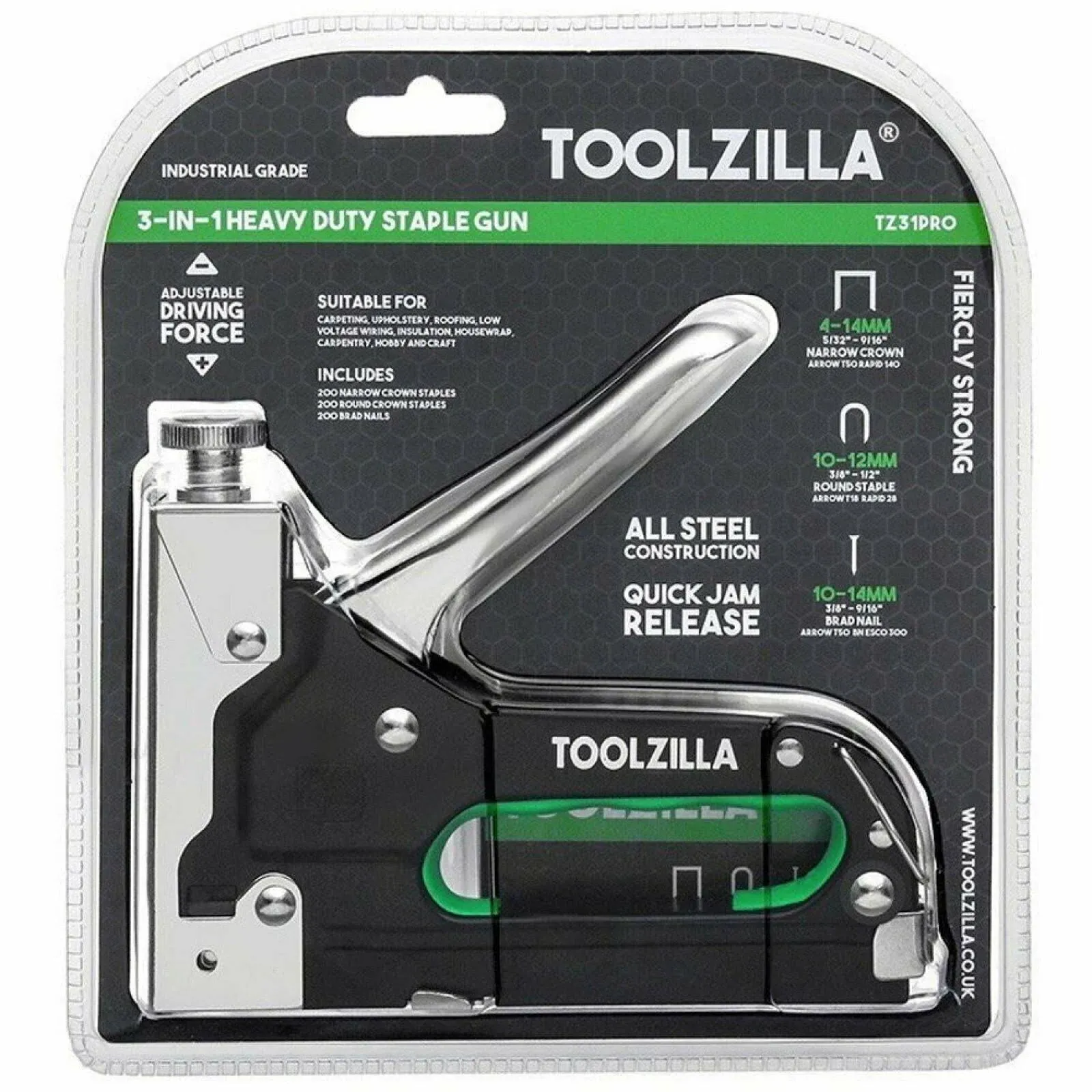 TOOLZILLA Heavy Duty Staple Gun & Staple Selection Pack | Professional Set with ...