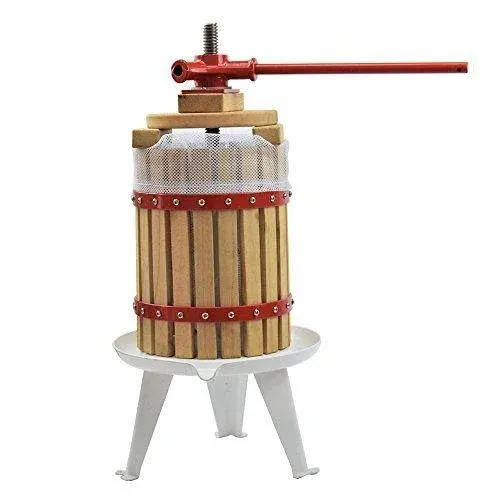 3.2 Gallon Fruit Apple Wine Press - 100% Nature/Healthy Apple&Grape&Berries Crusher Manual Juice Maker for Kitchen, Solid Wood Basket with 6 Blocks