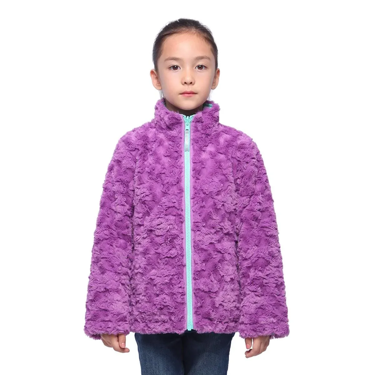 Little and Big Girls' Reversible Sherpa Fleece Puffer Jacket