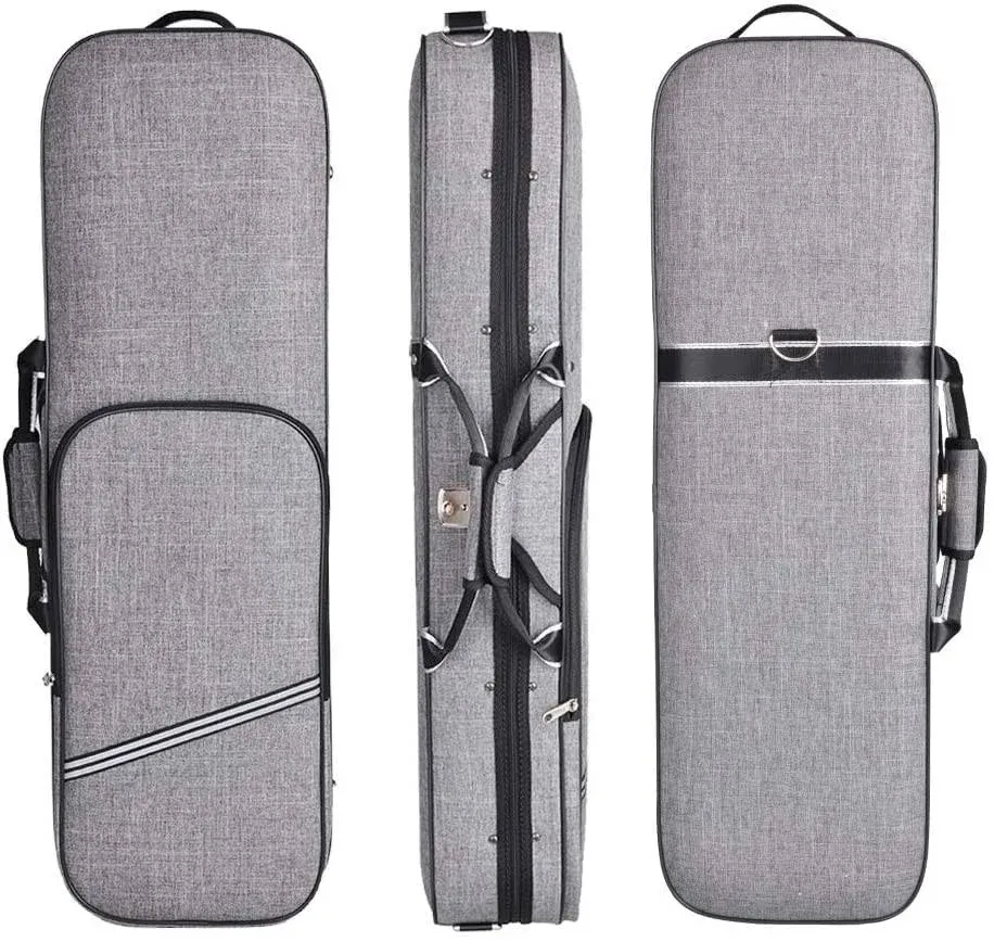 ADM 4/4 Full Size Violin Case Oblong Violin Hard Case with Built-in Hygrometer,Super Lightweight Portable with Carrying Straps