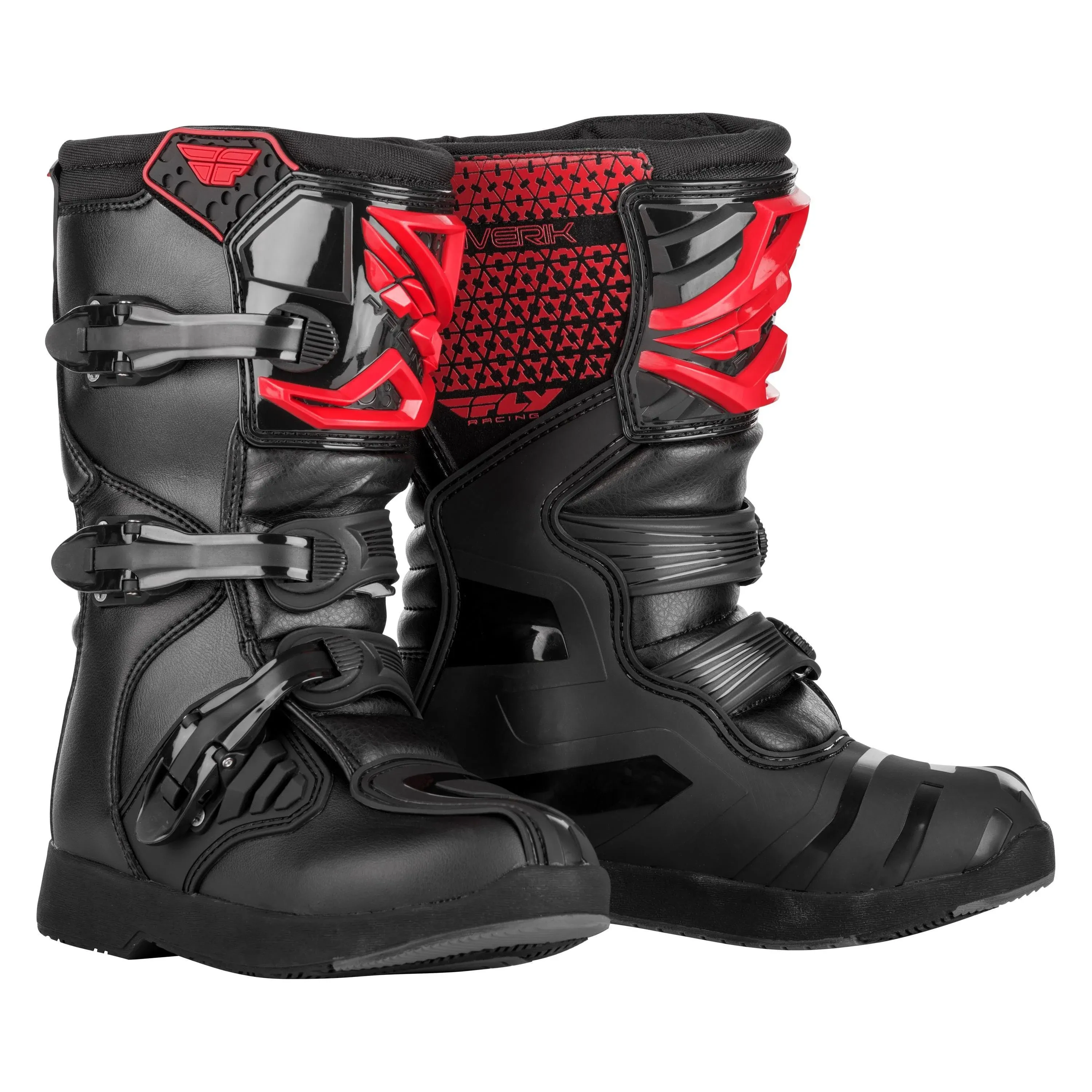 Fly Racing Maverik Boots Youth Red Black