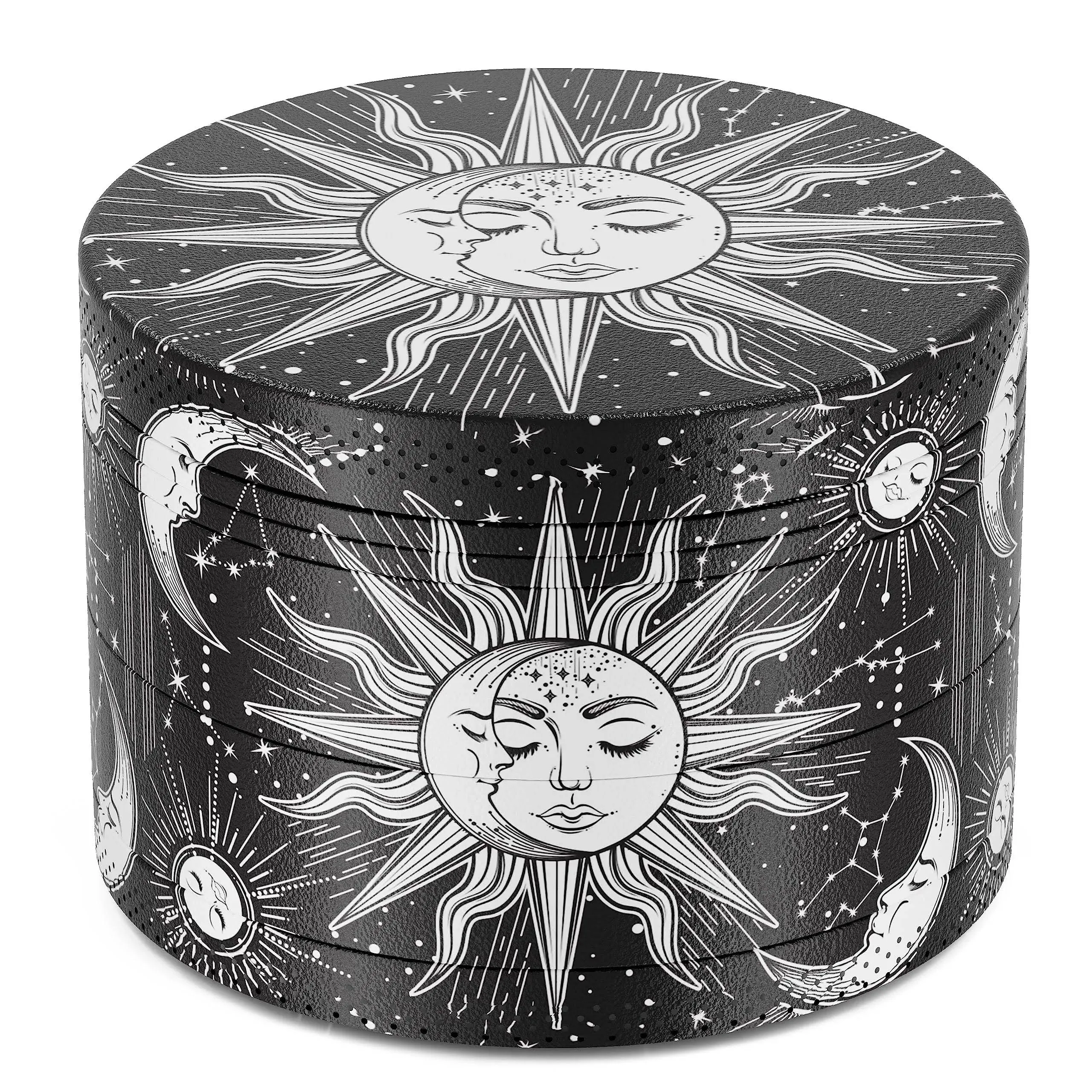 MIDOAIS Grinder 2.5inch, Boho Grinder Sun Moon Black