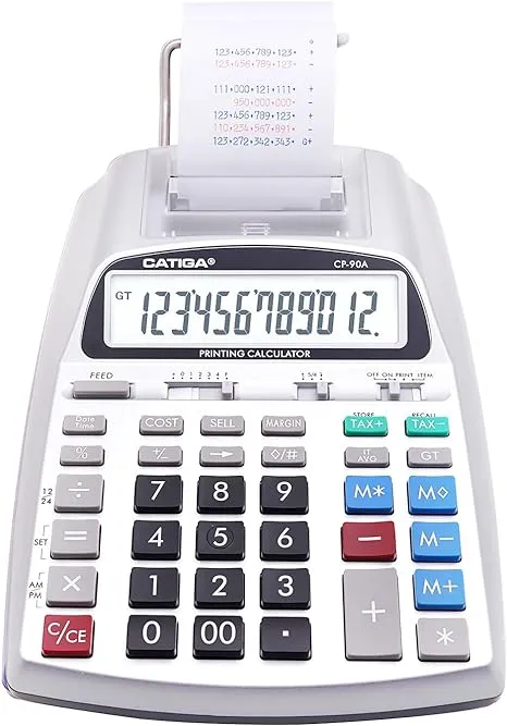 Adesso CP-90AS 12 Digits Printing Calculator (Silver)