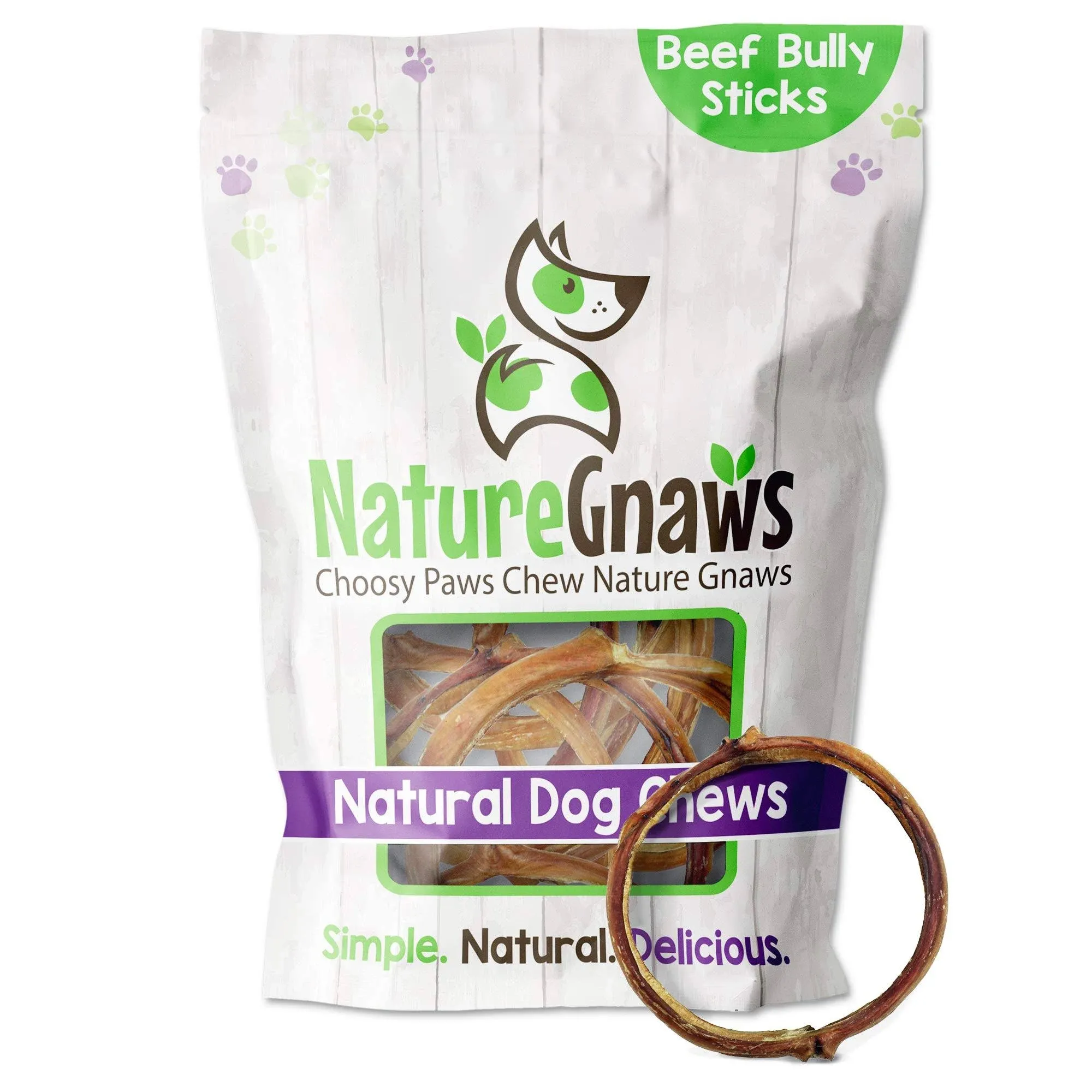 Nature Gnaws Bully Stick Rings for Dogs - Premium Natural Beef Dental Bones - Long Lasting Dog Chew Treats for Aggressive Che