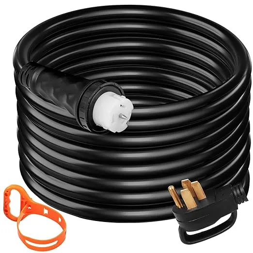 VEVOR 50 Amp Generator Cord 75ft 4 Wire 8 Gauge Generator Cord 125V 250V Generator Power Cord N14-50P & SS2-50R & CS6364 Twist Lock