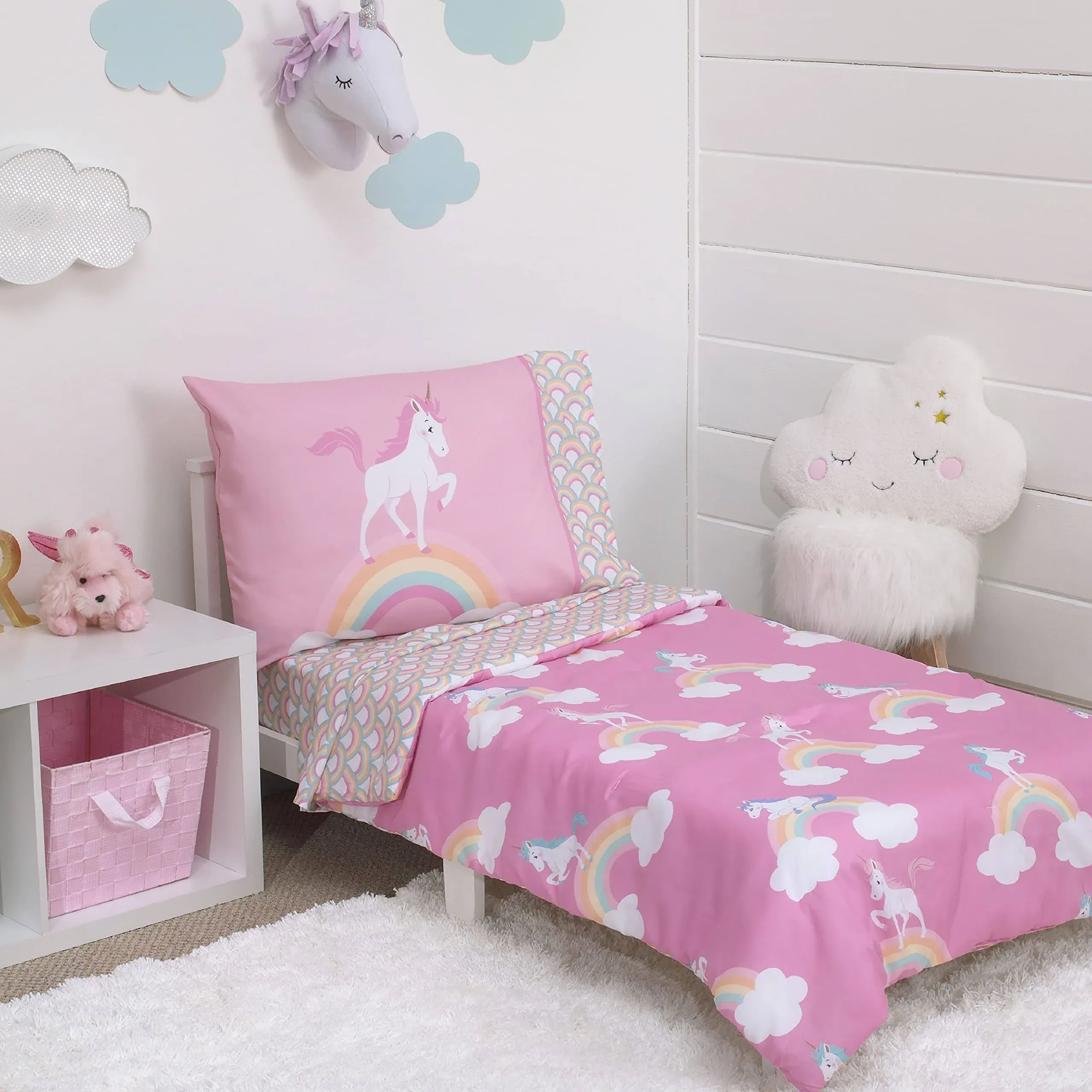 Everything kids  Rainbows and Unicorns 4 Piece Toddler Bedding Set See Details !