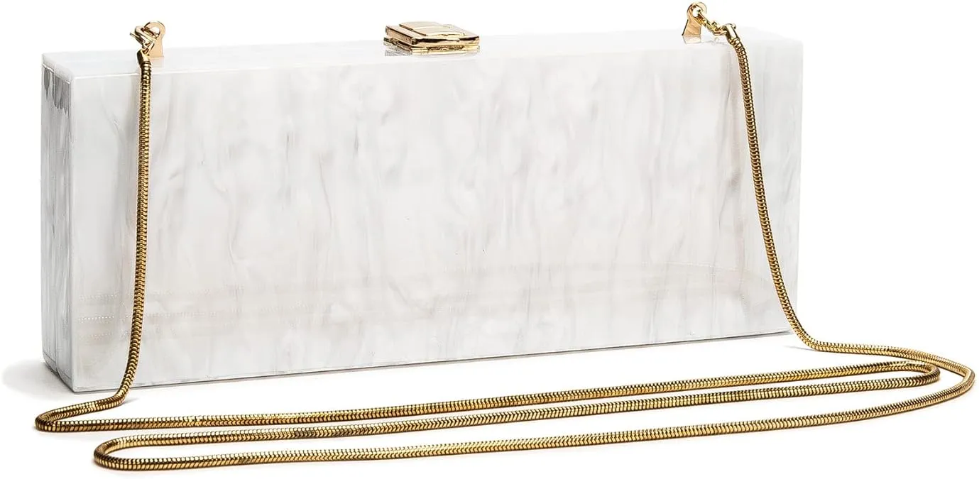 Inone Acrylic Clutch Evening Bag for Women Long Pearl Acrylic Clutch Purse Handbag for Dinner Party Wedding iPhone - White, Women's, Size: Small