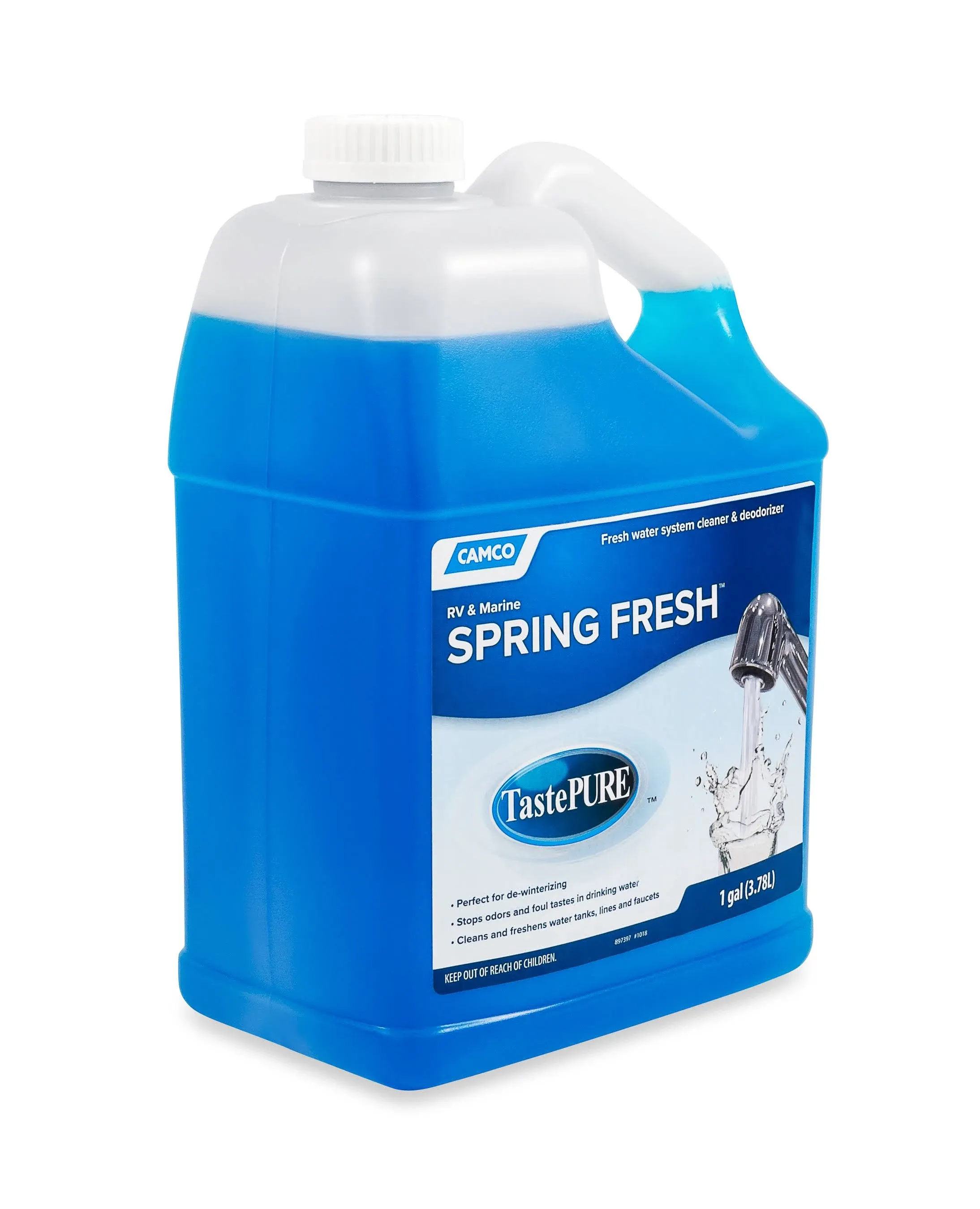 Camco TastePURE Spring Fresh Water System Cleaner and Deodorizer for RV and Marine | Cleans and Freshens Water Lines | Great for Dewinterizing - 1 Gallon (40207) , 128 Fl Oz (Pack of 1)