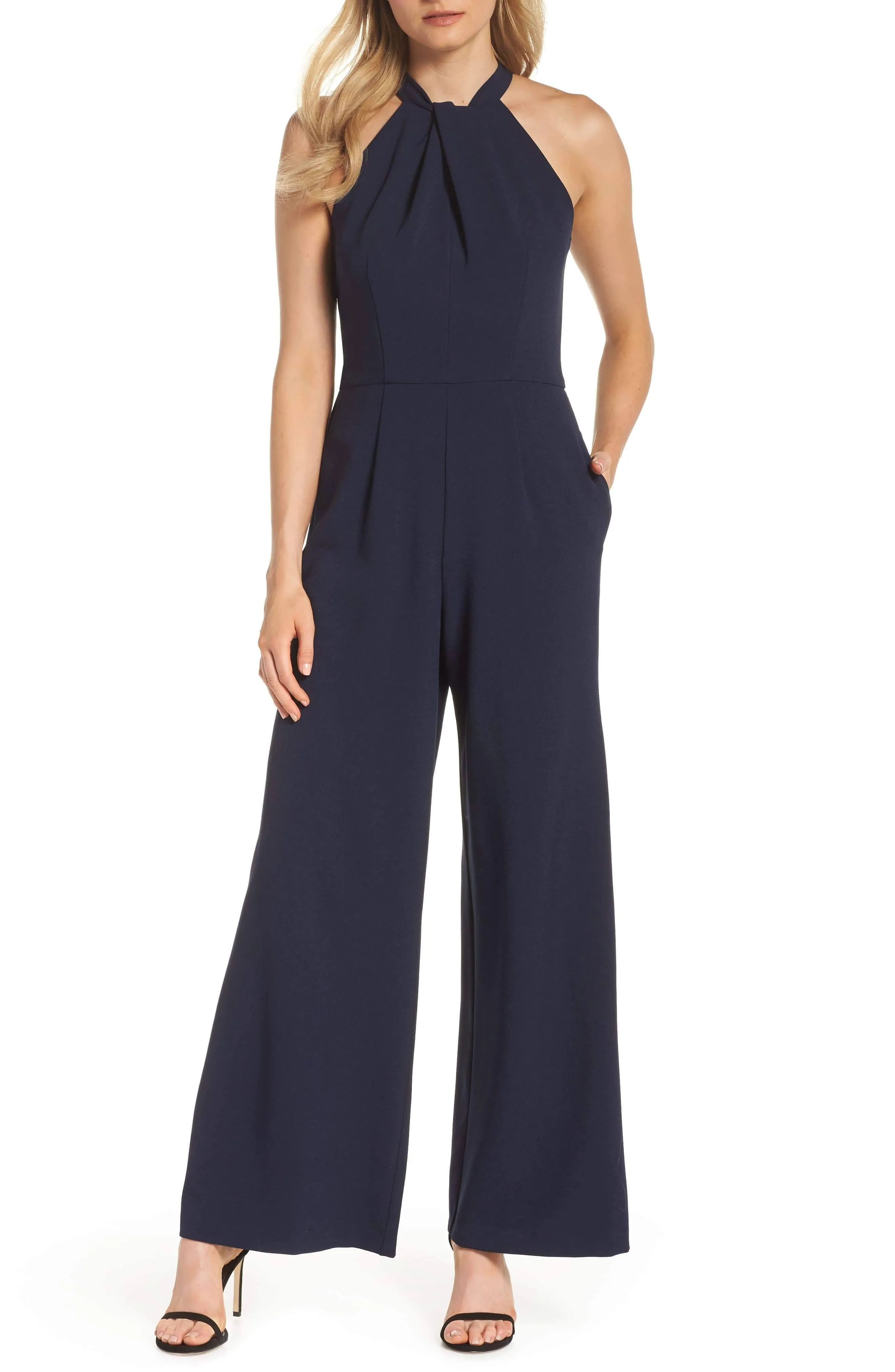 Julia Jordan Women's Sleeveless Knot Neck Wide Leg Jumpsuit, Elegant and Dress