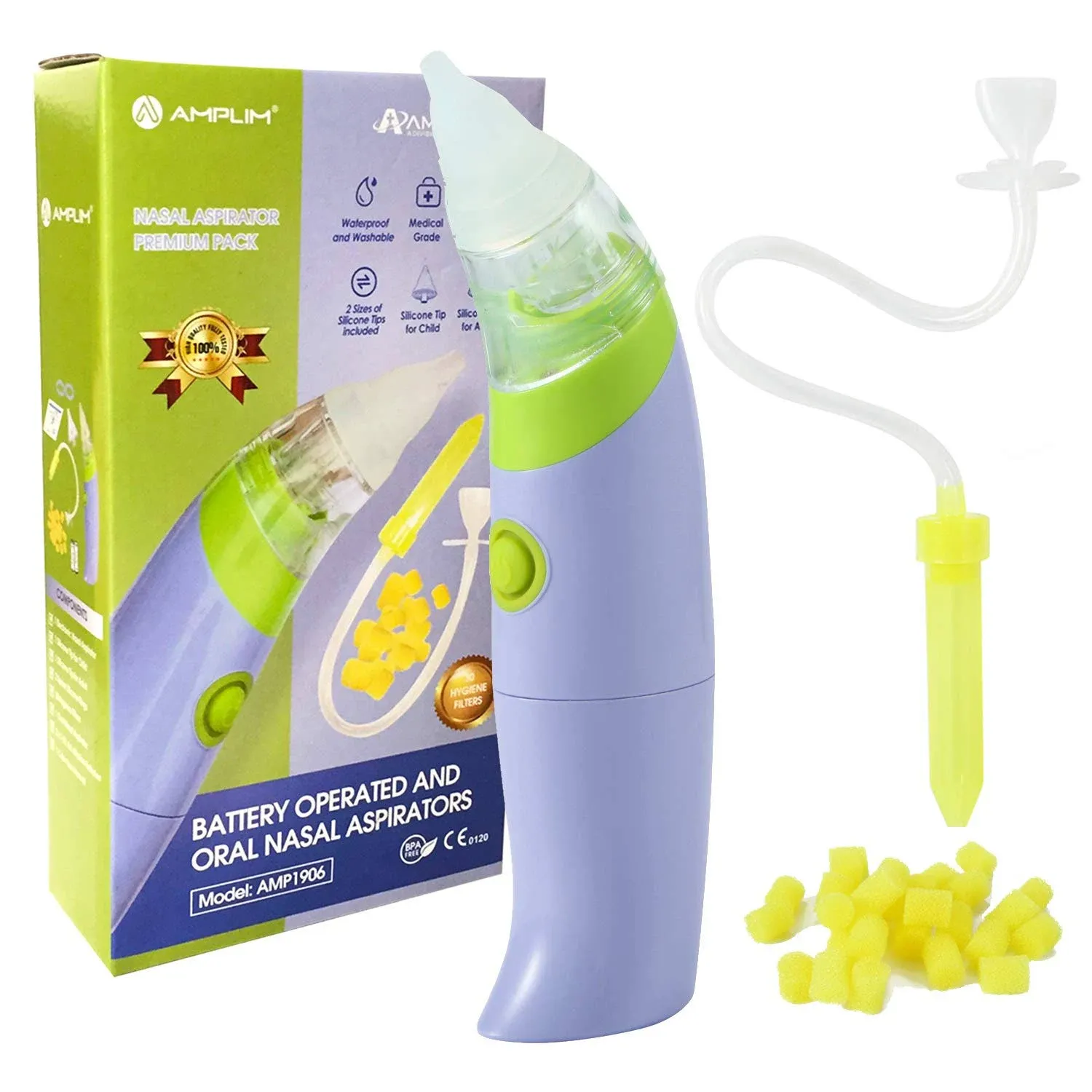  Battery Operated Baby Nasal Aspirator with Manual Aspirator and 30 Hygiene 