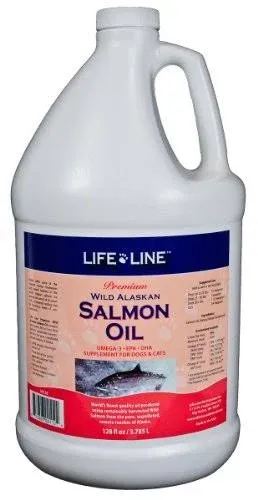 Life Line Wild Alaskan Salmon Oil f/ pets, dogs, cats, FRESH Premium, 1/2 gallon