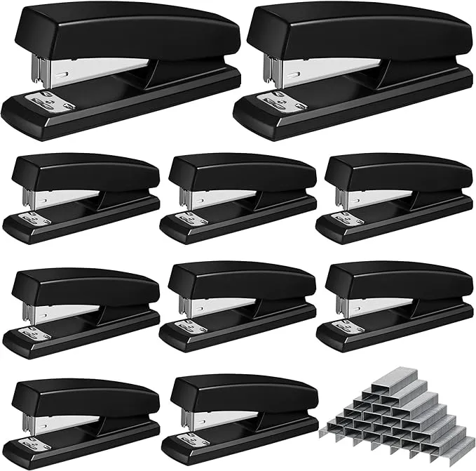 10 Pieces Stapler for Desk Staplers Bulk with 6000 Staples Office Stapler 25 ...