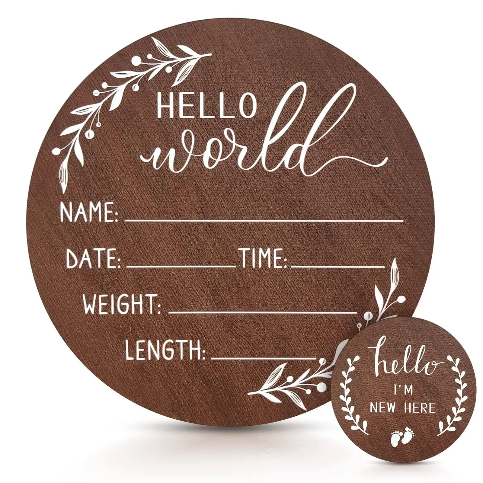 Baby Announcement Sign, Wooden Baby Name Sign for Nursery, Hello World Newbor...