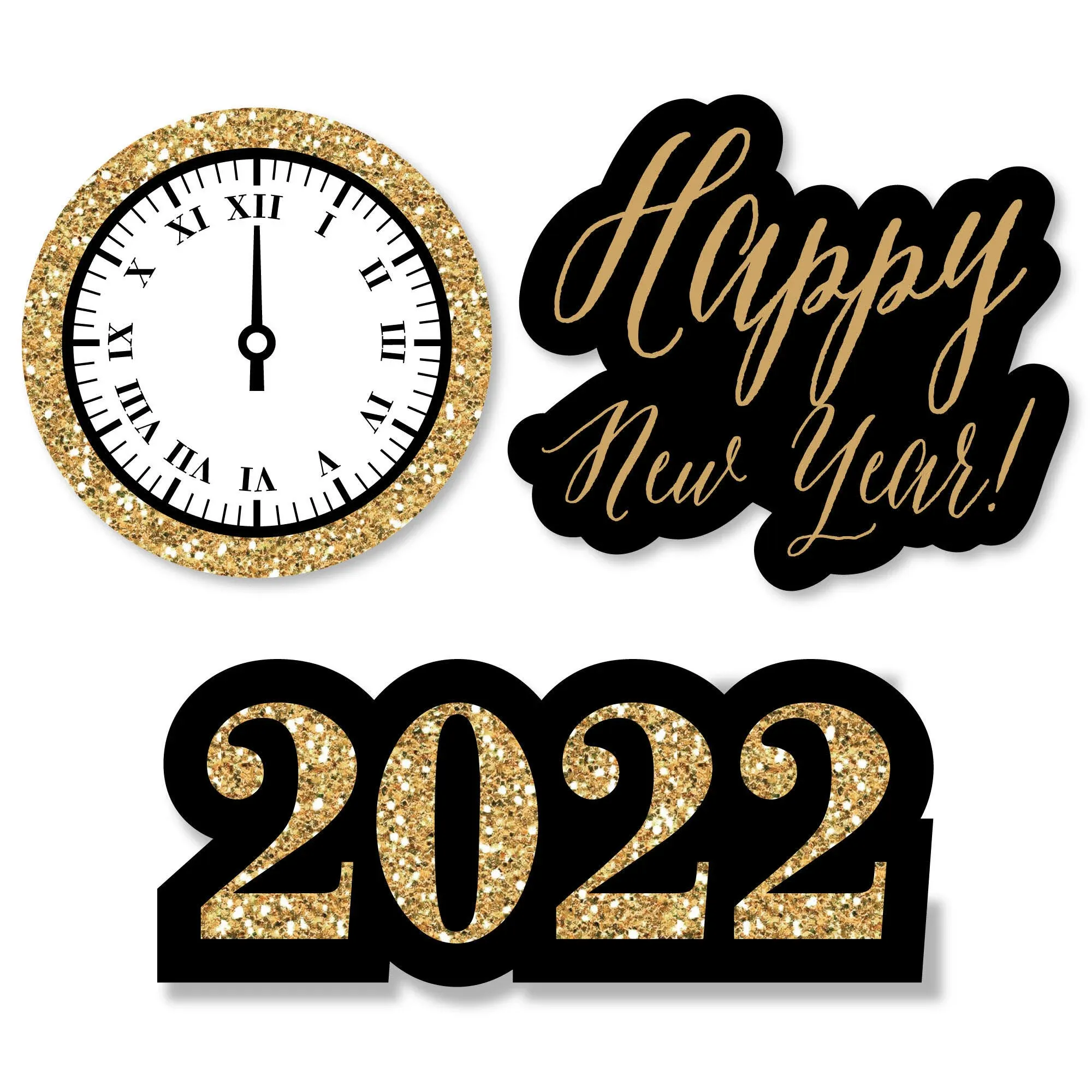 New Year&#39;s Eve - Gold - DIY Shaped 2024 New Years Eve Party Cut-Outs - 24 Count