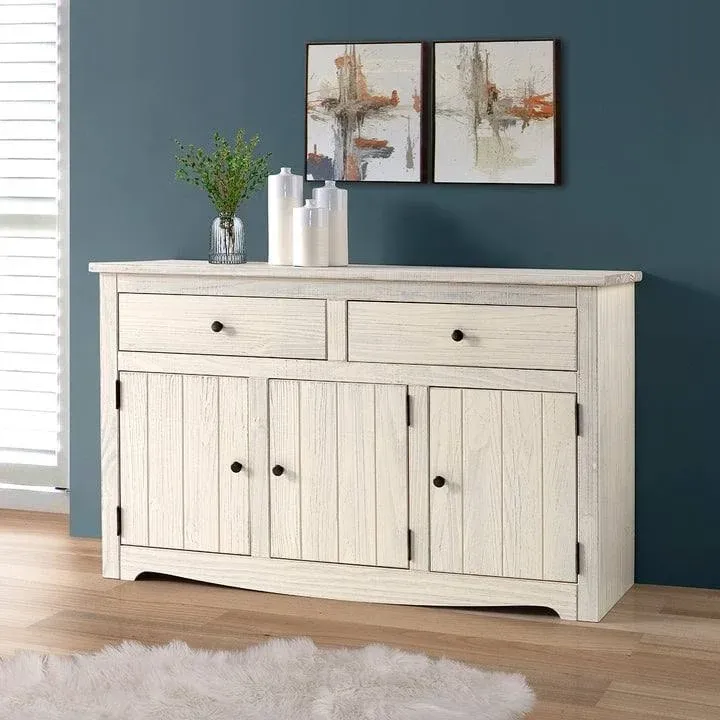 Wood Buffet Sideboard White Distressed | Furniture Dash White distressed finish.