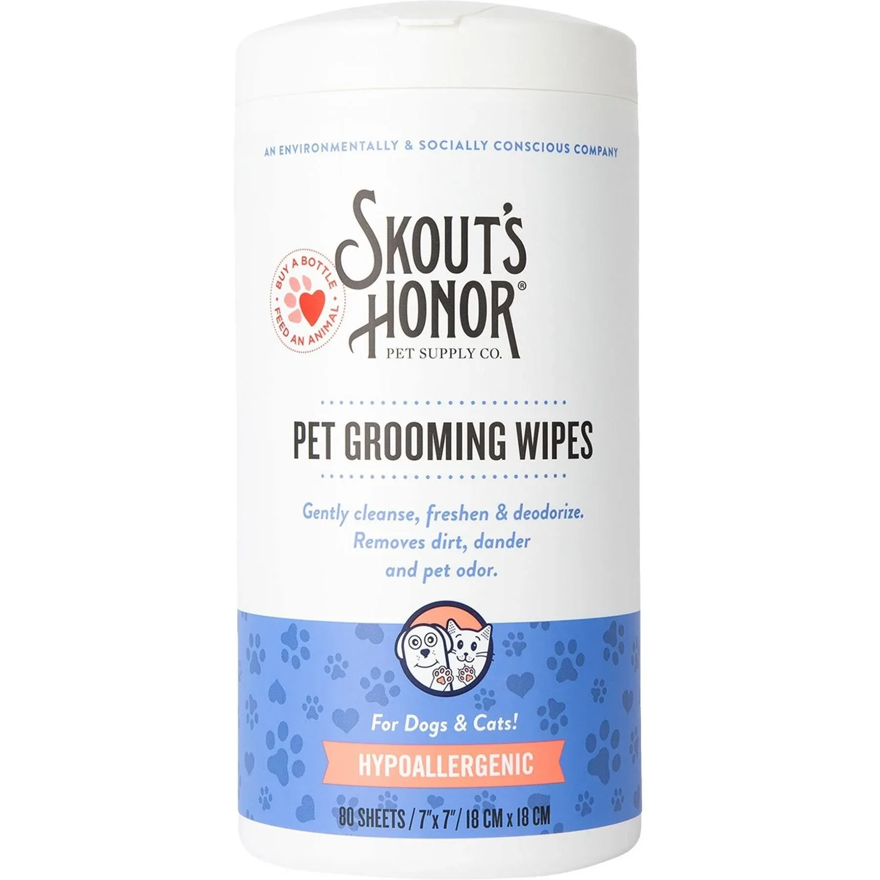 Skout's Honor Pet Grooming Wipes, 80-Count