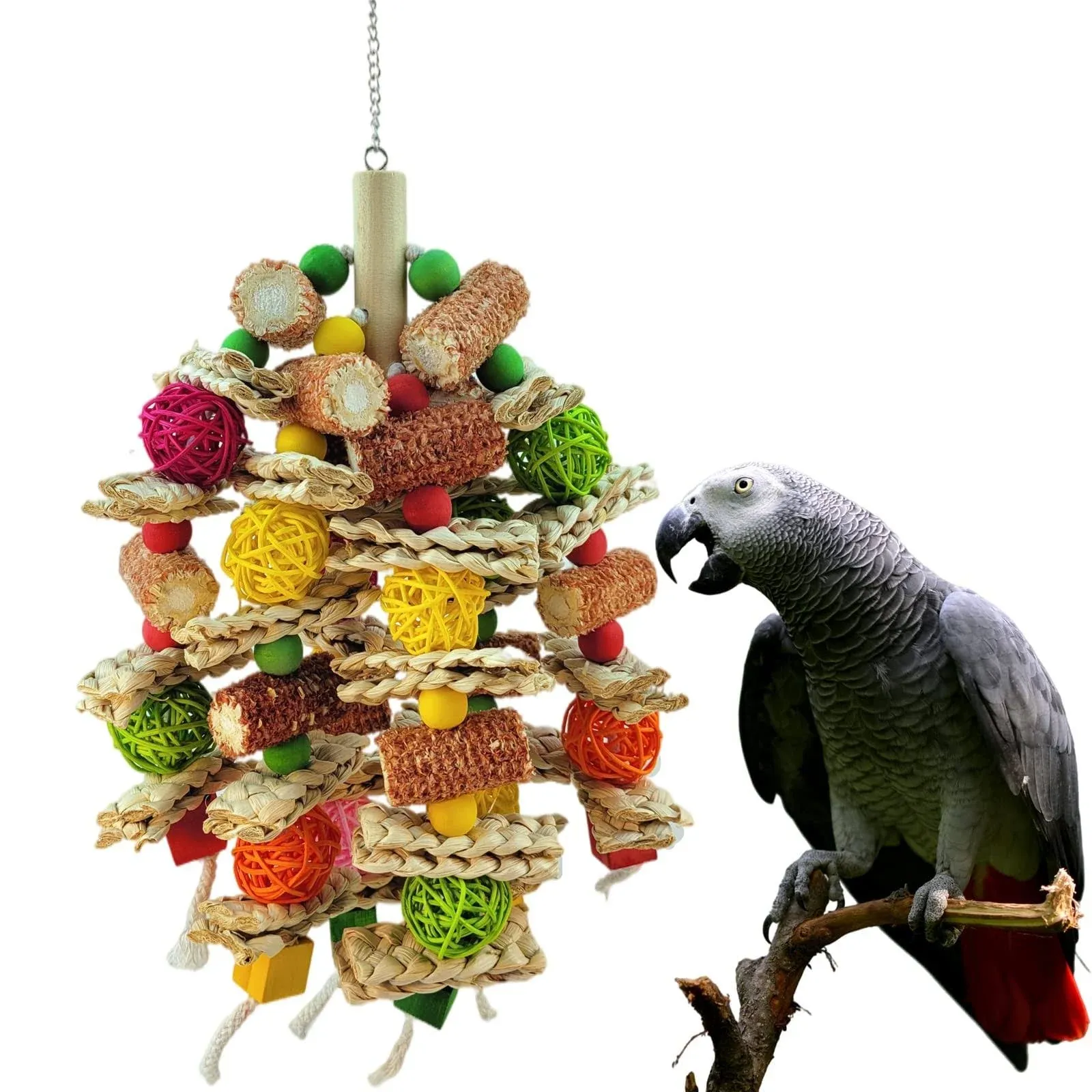 Cokliomc Parrot Toys, Natural Corn COB Bird Chew Toys for Small and medium-sized Macaws, African Grey Parrots, Amazon Parrots, medium-sized Bird