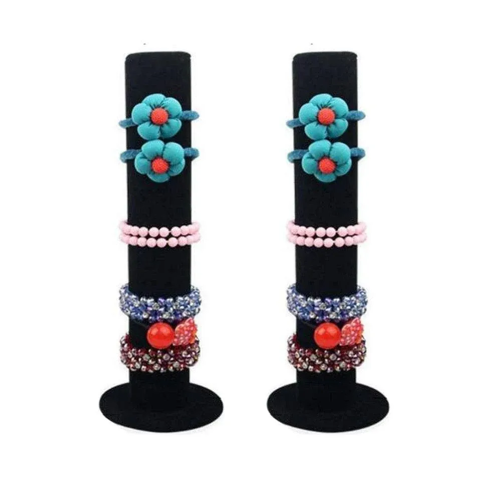 2 Pack Black Velvet Jewelry Bracelet Watch Display Stand Bar Rack Holder Closet Organizer Tower 1 Tier¡