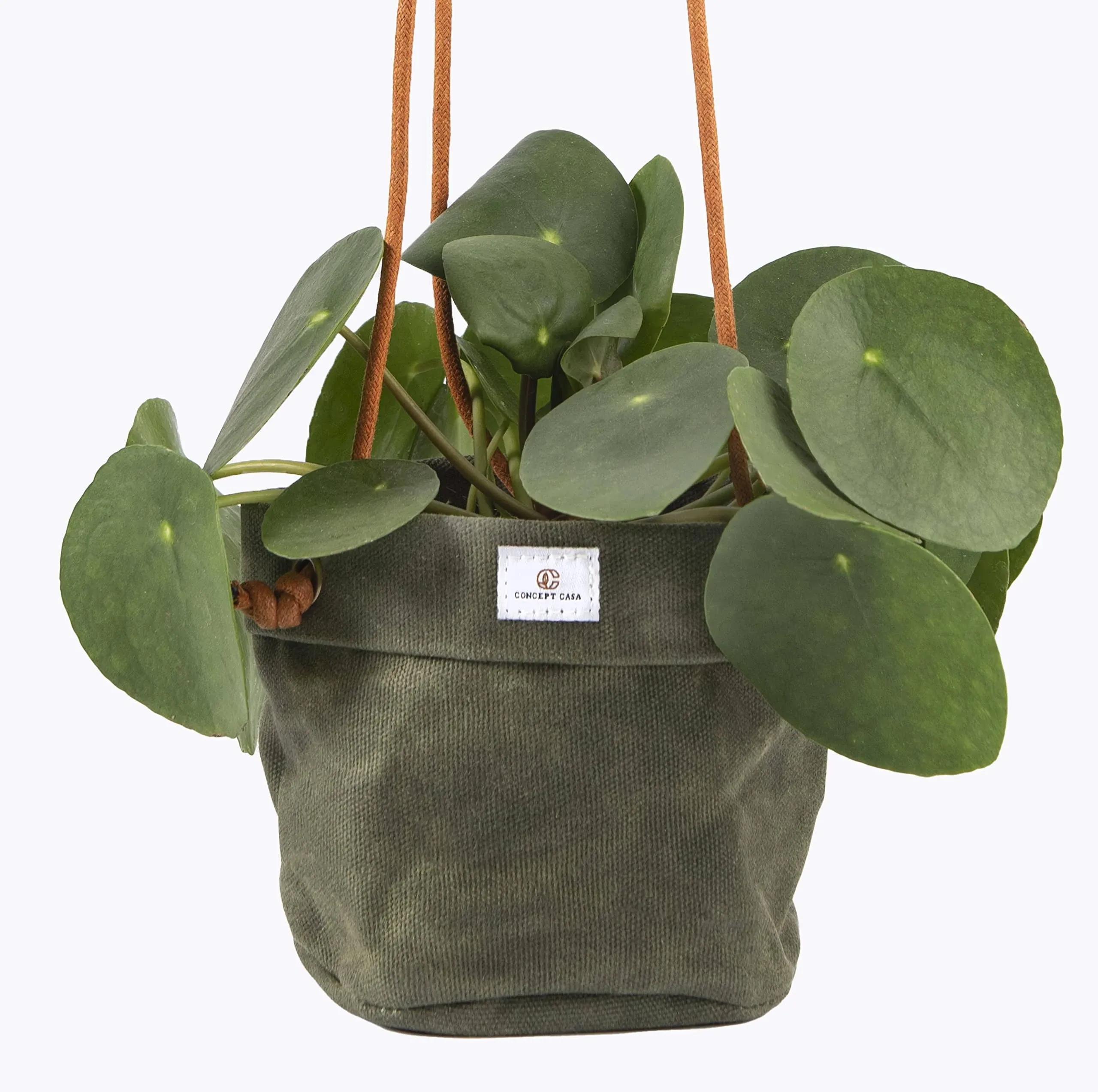 Concept Casa - Waxed Canvas Handmade Hanging Planter for Indoor/Outdoor Plants ...