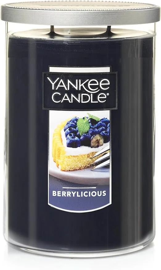 Yankee Candle Berrylicious - Vela perfumada clásica de vaso grande de 22 oz con 2 mechas, más de 75 horas de combustión