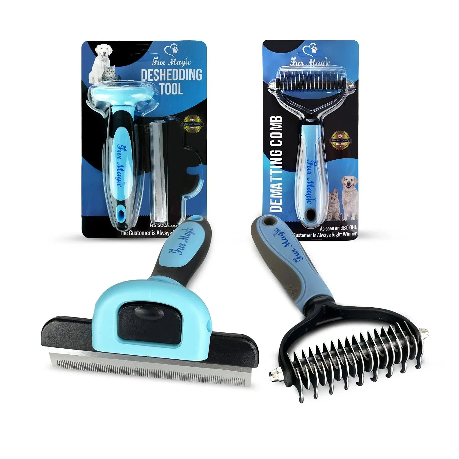 Large Deshedding Tool & Dematting Comb – Grooming Brushes for Dogs, Cats, Horses – Reduce Shedding and Remove Knots, Mats and Loose Undercoat