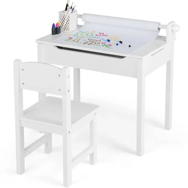 Costzon Kids Table and Chair Set, Flip Top Kids Art Craft Table w/Chair for ...