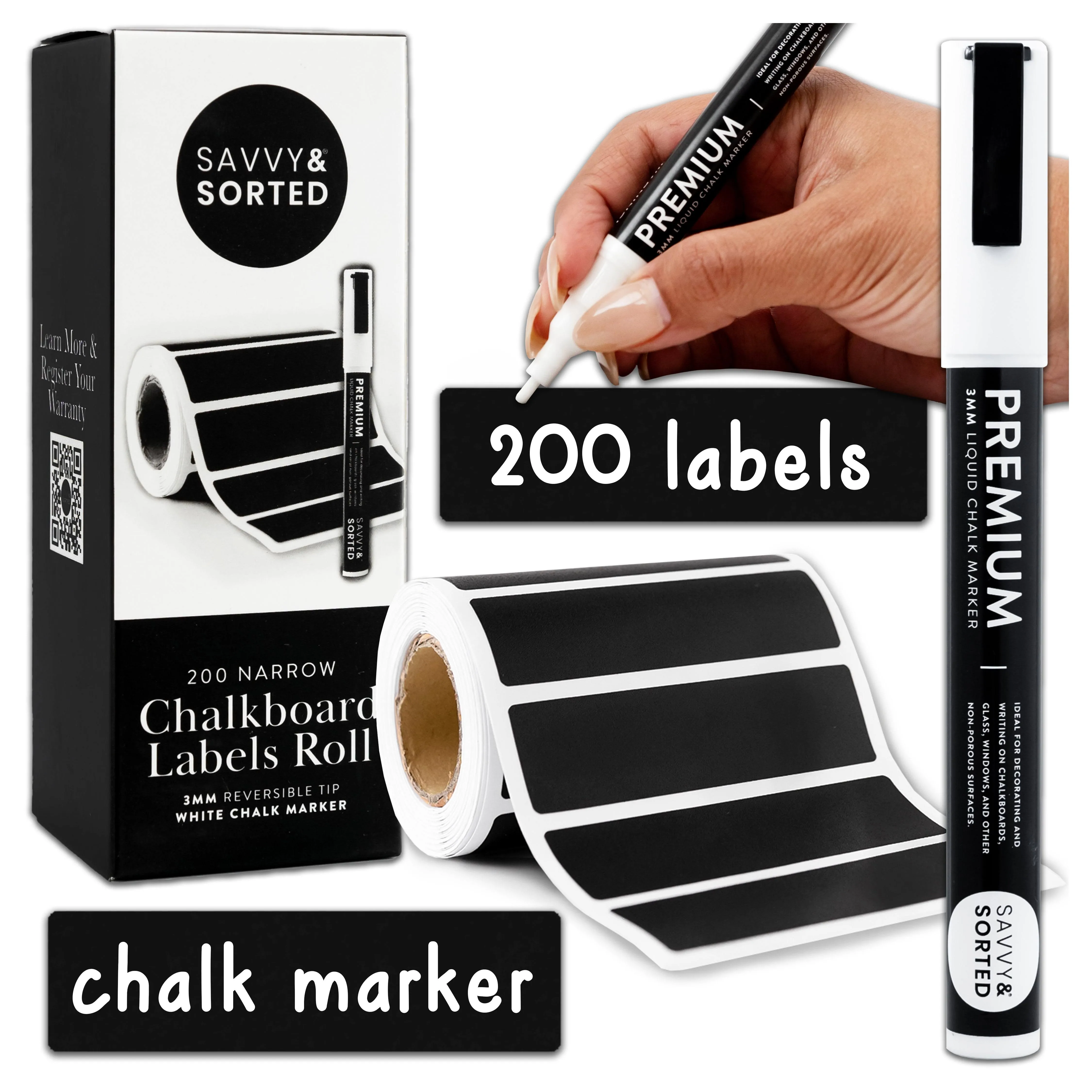 Savvy & Sorted 200 Chalkboard Labels for Jars, Chalkboard Stickers Chalk Labels ...