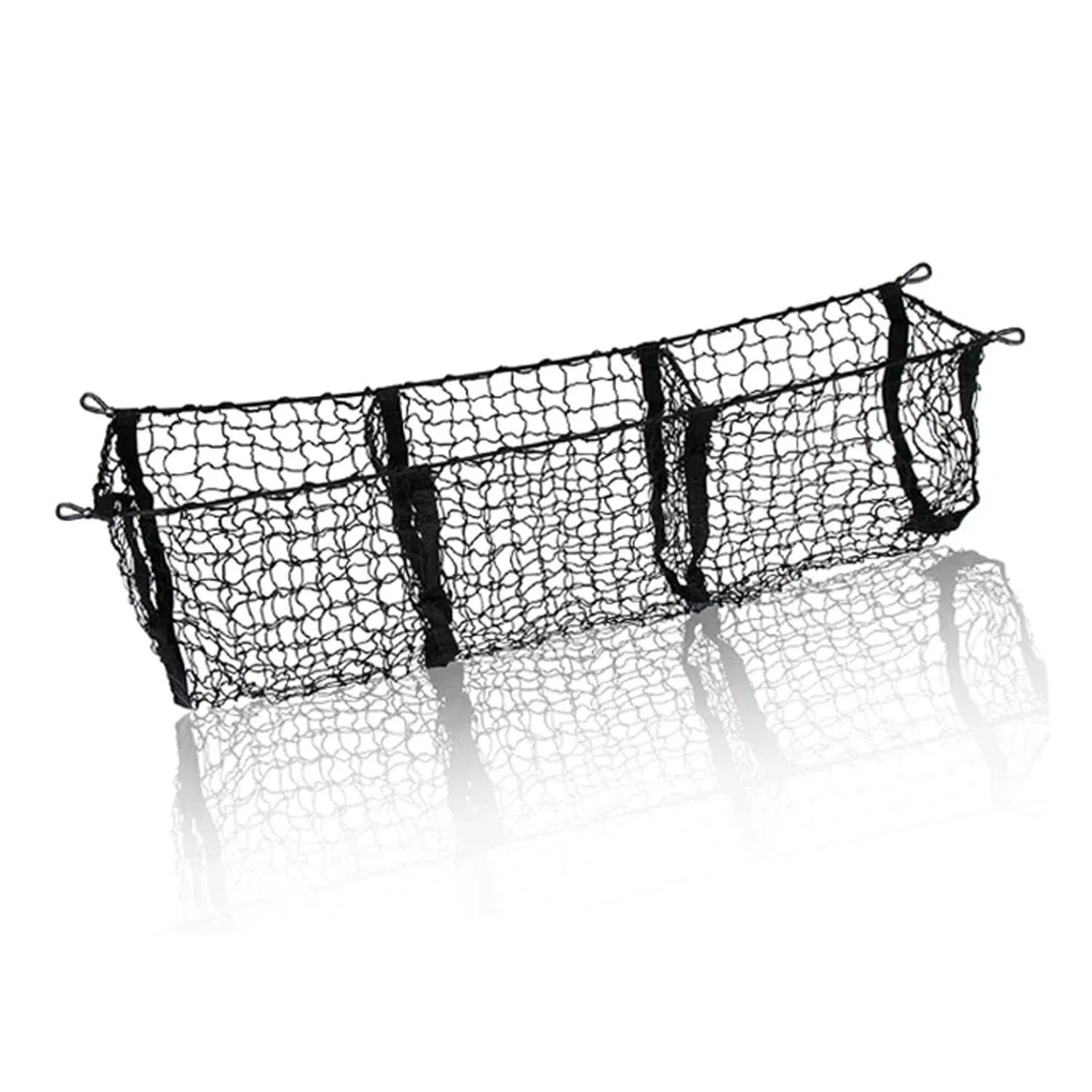 Zone Tech Black Mesh Three Pocket Trunk Cargo Organizer Storage Net