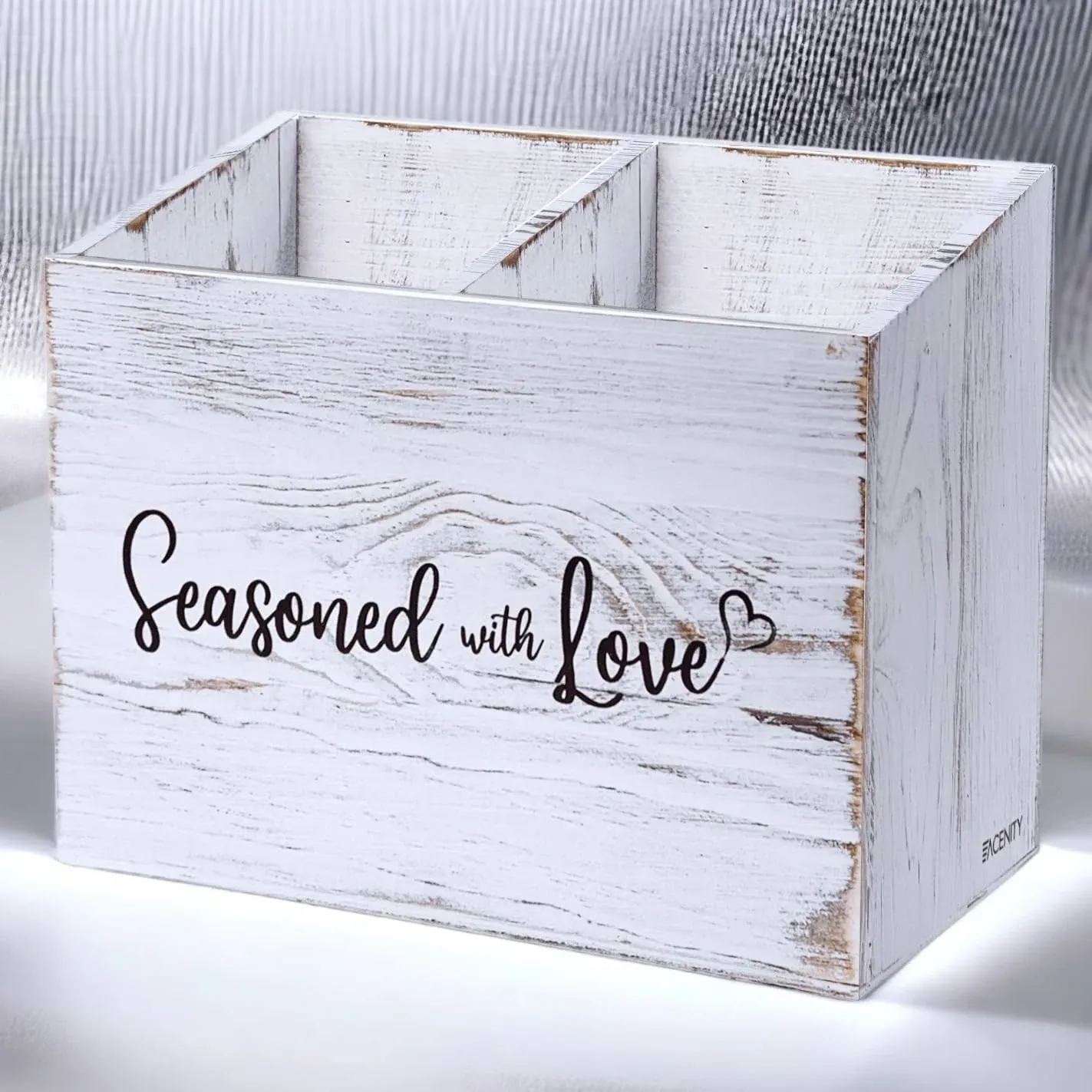 Cooking Utensil Holder, Cute Kitchen Counter Organizer, Utensil Caddy, Lovely Farmhouse Kitchen decor (White)