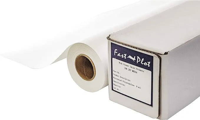 FastPlot Self Adhesive Polypropylene Banner 8 mil WP - 42inch x 100ft Roll - 3inch core