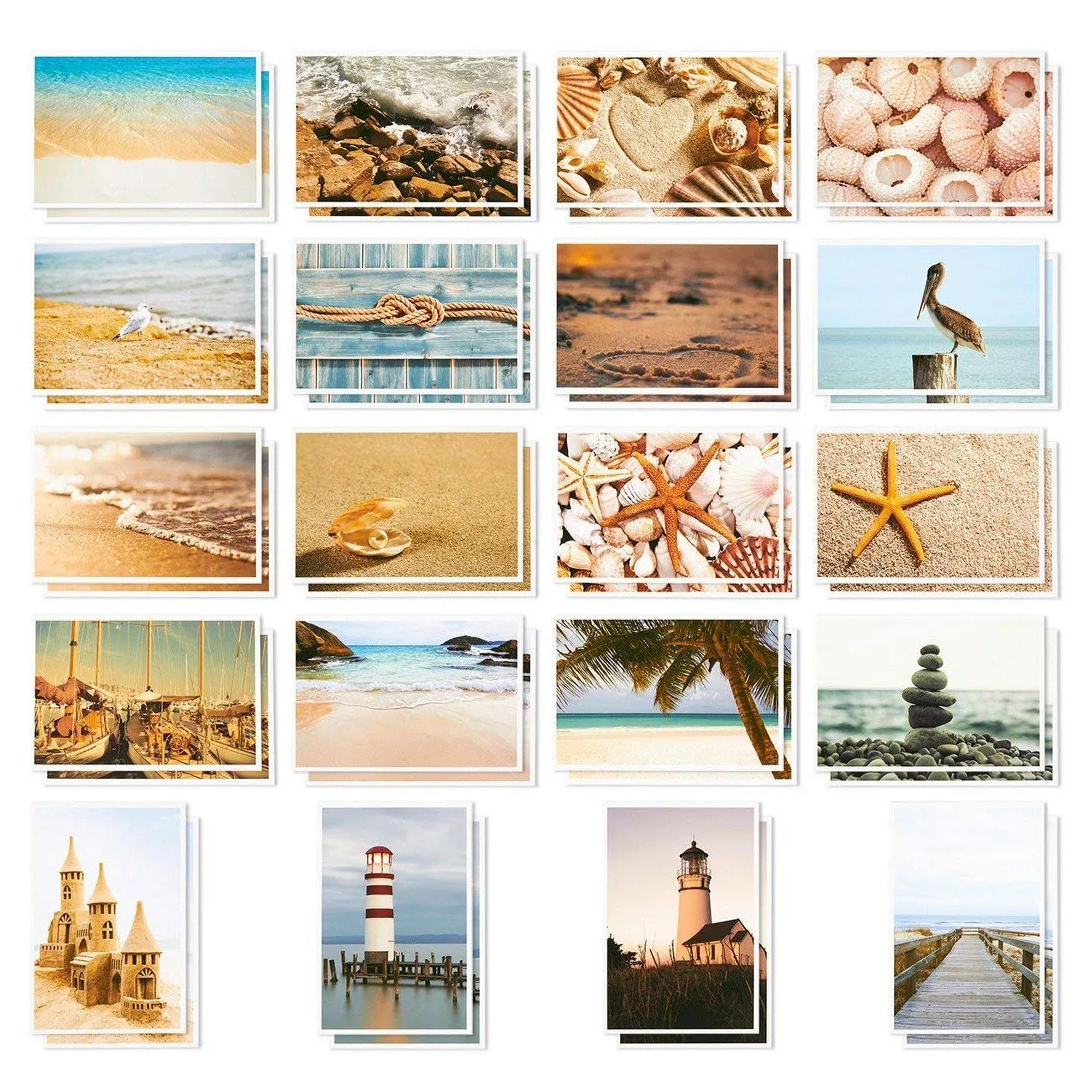 Nautical Beach Seaside Postcards 40 Glossy Bulk Set Featuring Boats Lighthouses