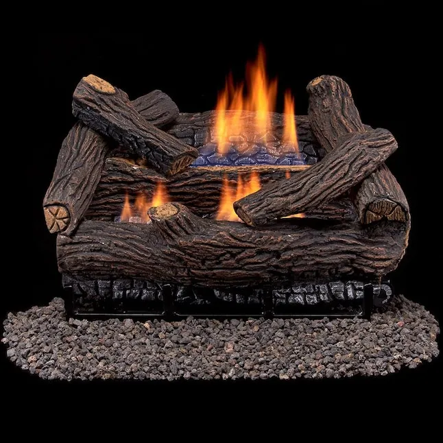 Ventless Dual Fuel Gas Log Set 18 in. Stacked Red Oak - Remote Control DLS-18R-2