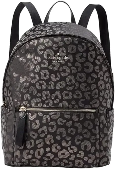 Kate Spade Chelsea Medium The Little Better Nylon Backpack Black Multi Leopard