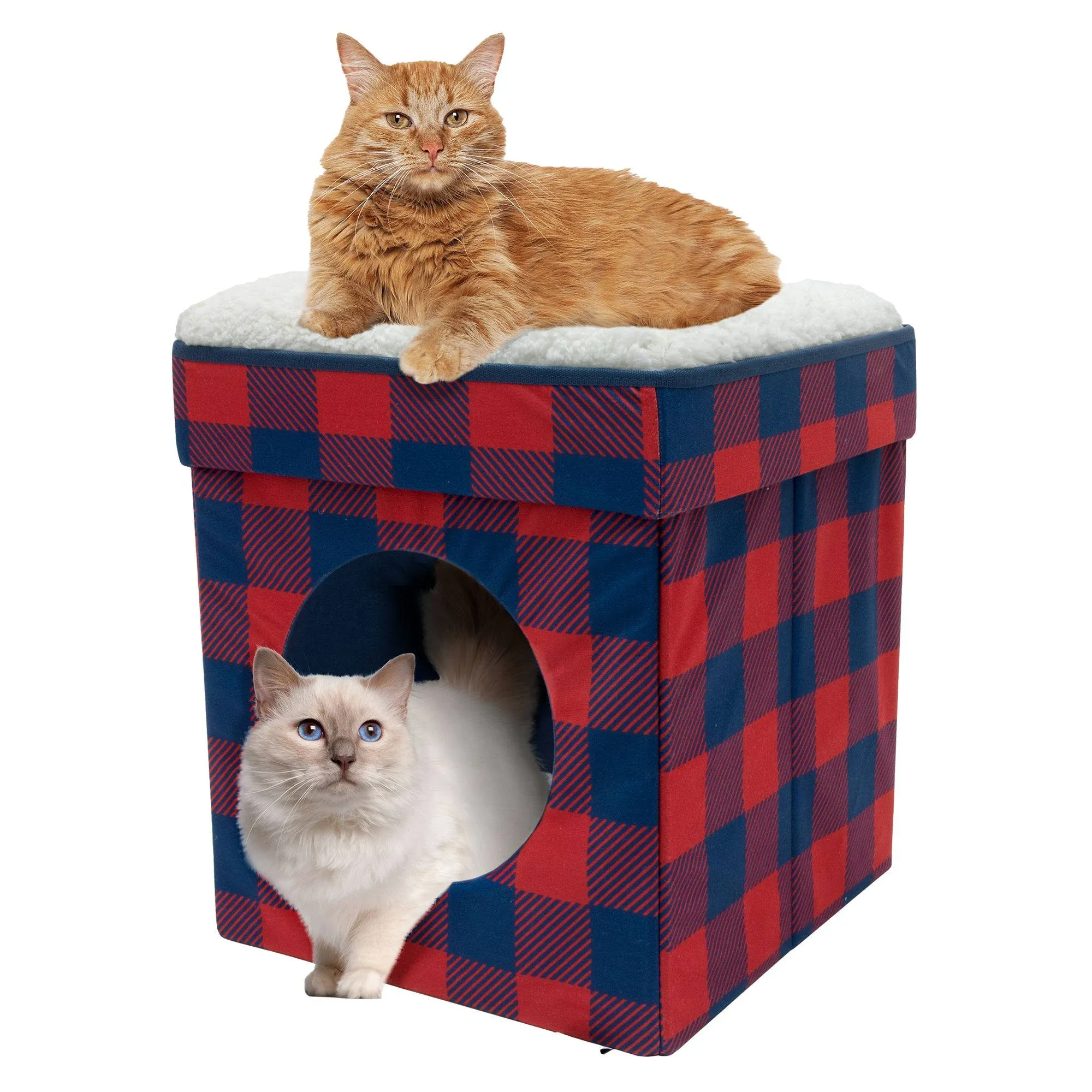 Kitty City Holiday Plaid Folding Cat Bed