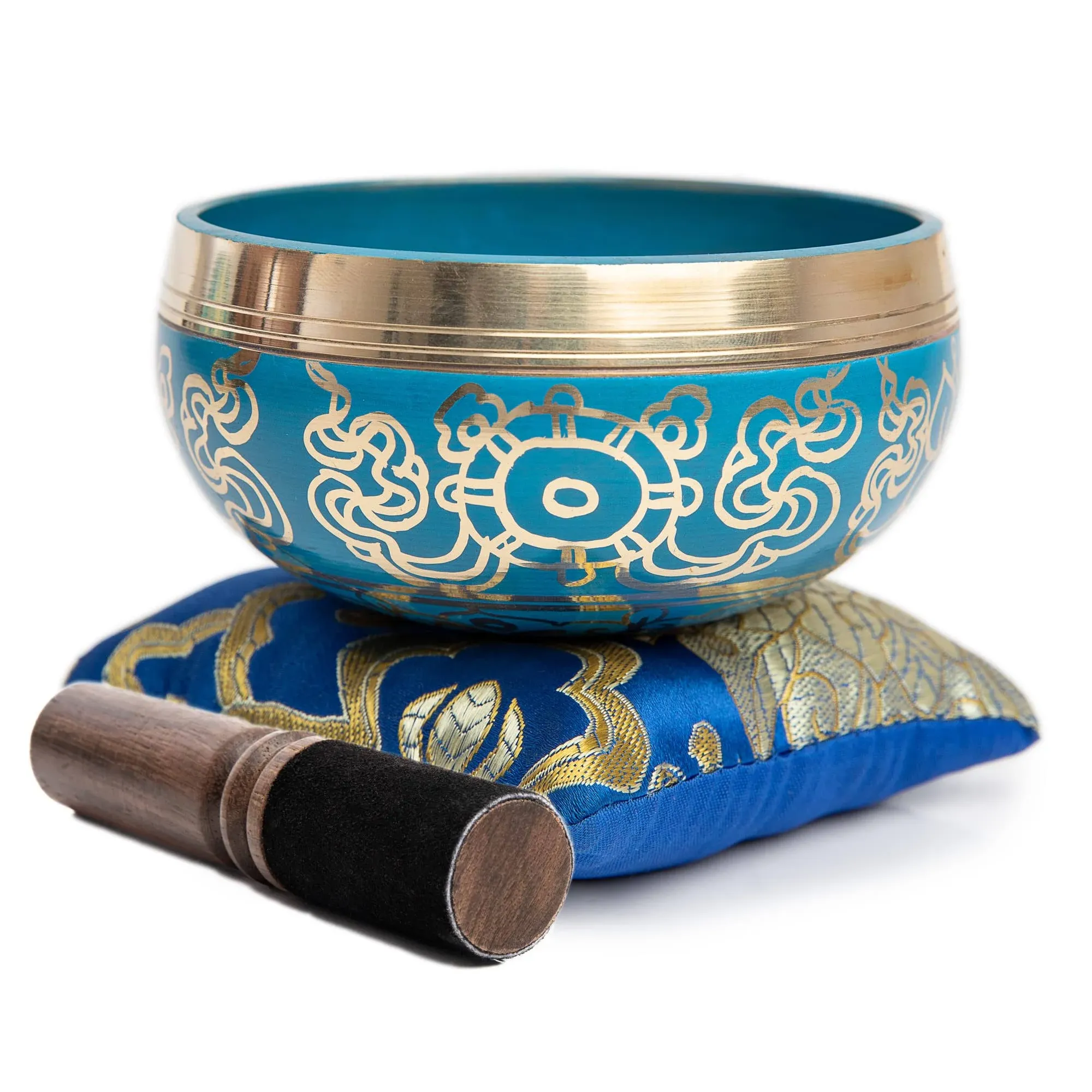 Tibetan Singing Bowl Set Blue - Easy to Play for Beginners - Authentic Handcraft