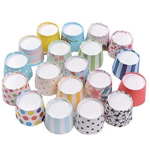 Gabkey 100pcs Random Colorful Premium Greaseproof Cupcake Paper Liners No Muffin Pan Needed Cupcakes Papers