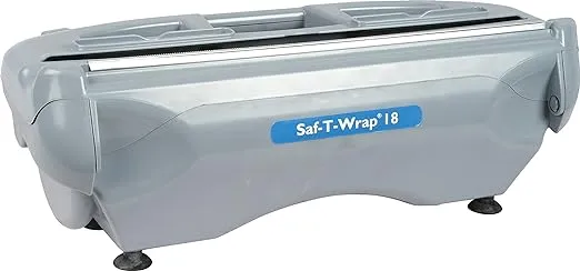 San Jamar Saf-T-Wrap Plastic Wrap and Foil Dispenser for Commercial Kitchens, Bakeries, And Restaurants, Plastic, 18 Inches, Gray