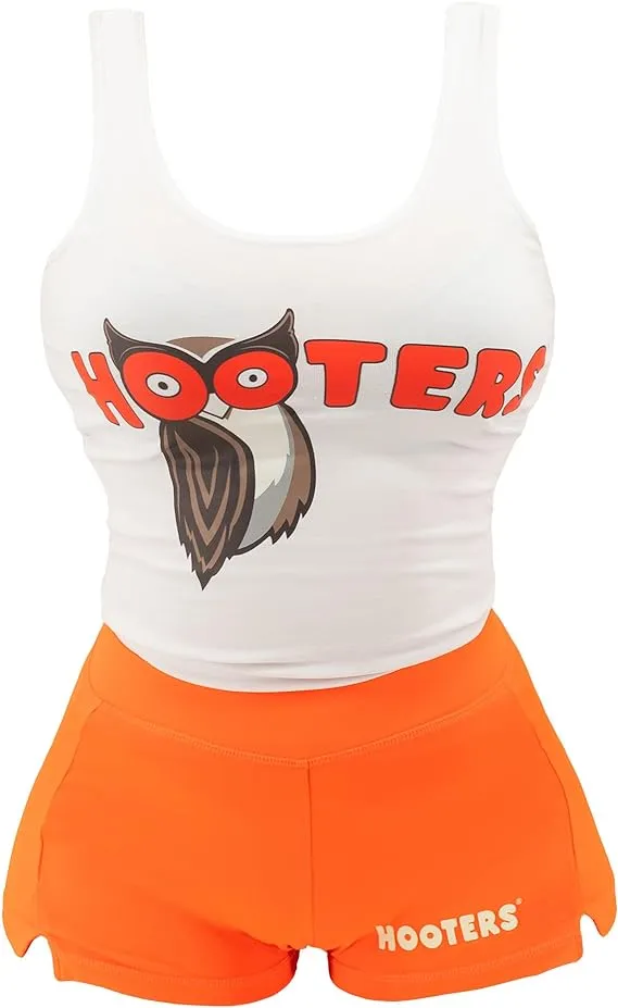 Ripple Junction Hooters Girl Outfit Costume Set - White/Orange - S