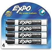 Expo Dry Erase Markers, Chisel Tip - 4/Pack - Black