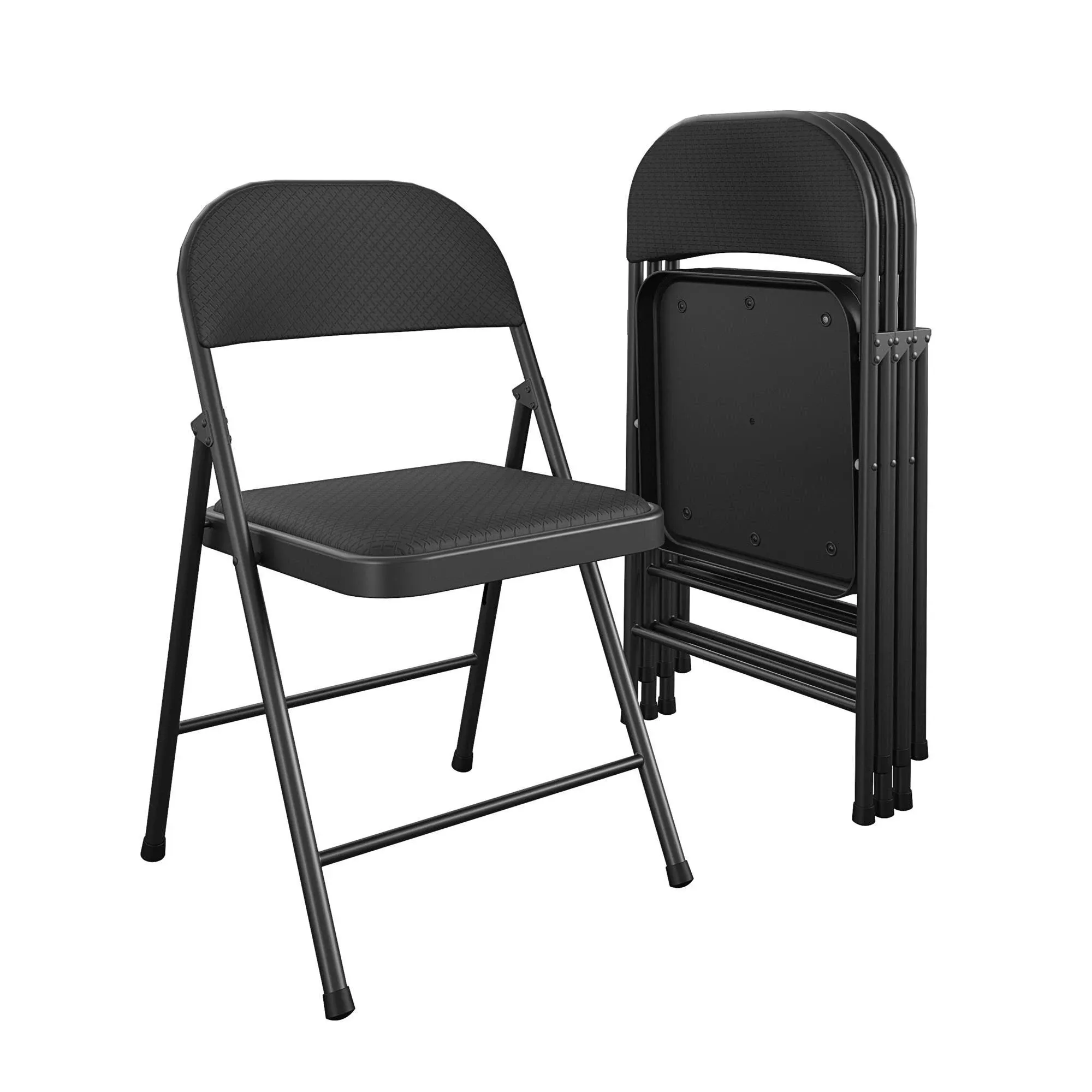 Cosco SmartFold Fabric Folding Chair, 4-Pack - Black