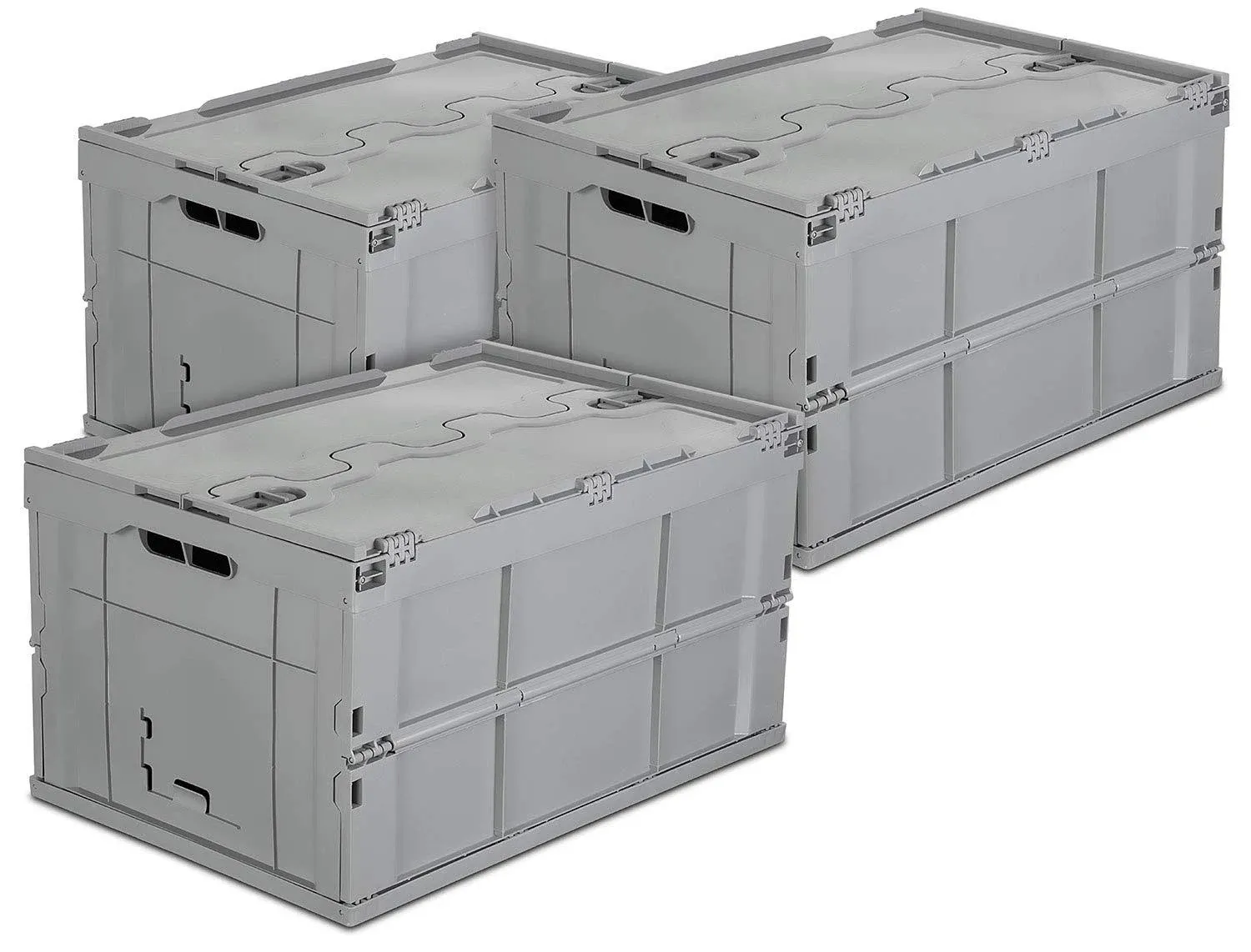 Mount-It! Folding Plastic Storage Crate, Pack of 3, Collapsible Utility ...