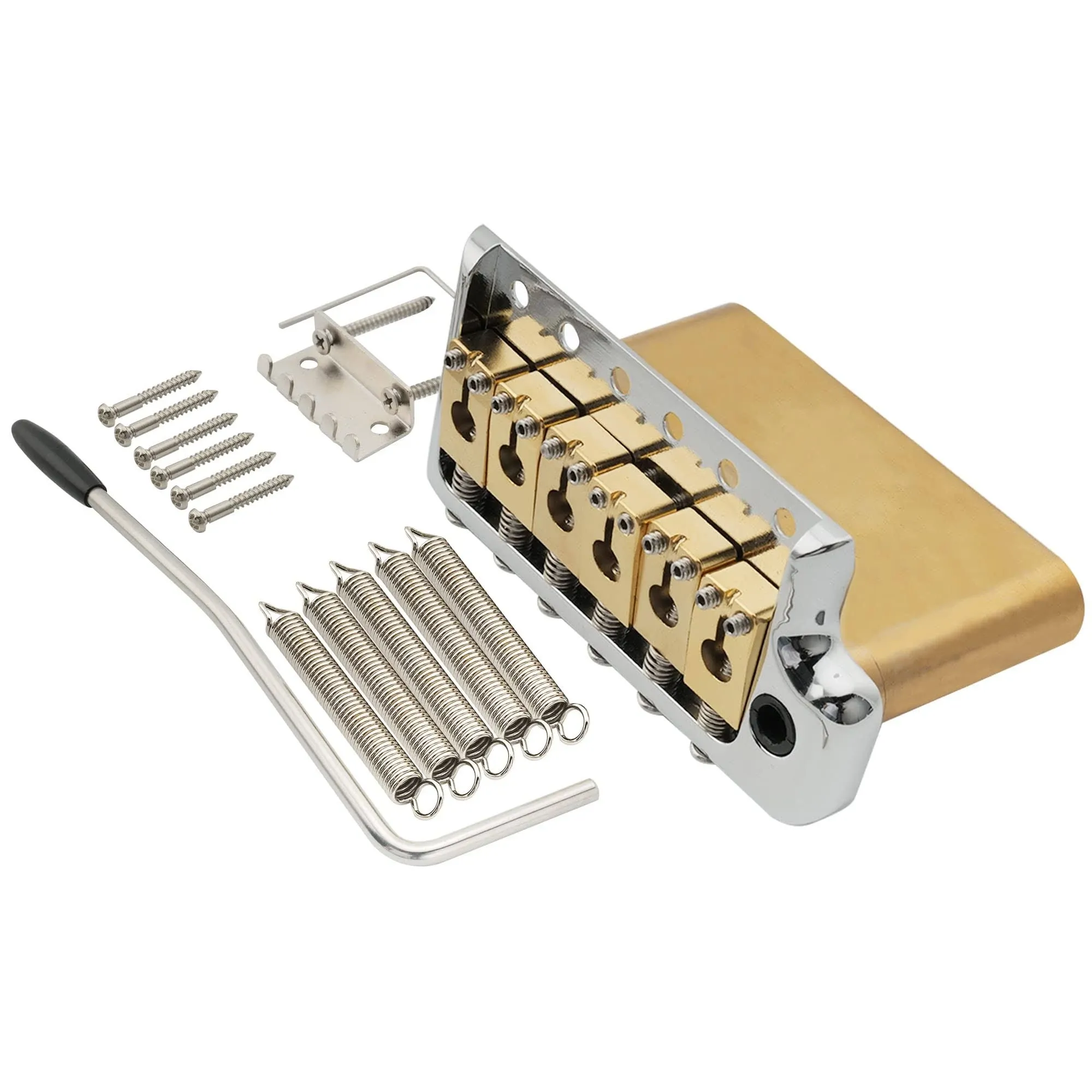 Musiclily Ultra 52.5mm Full Solid Brass 6 Screws PRS Style Tremolo Bridge Knife ...