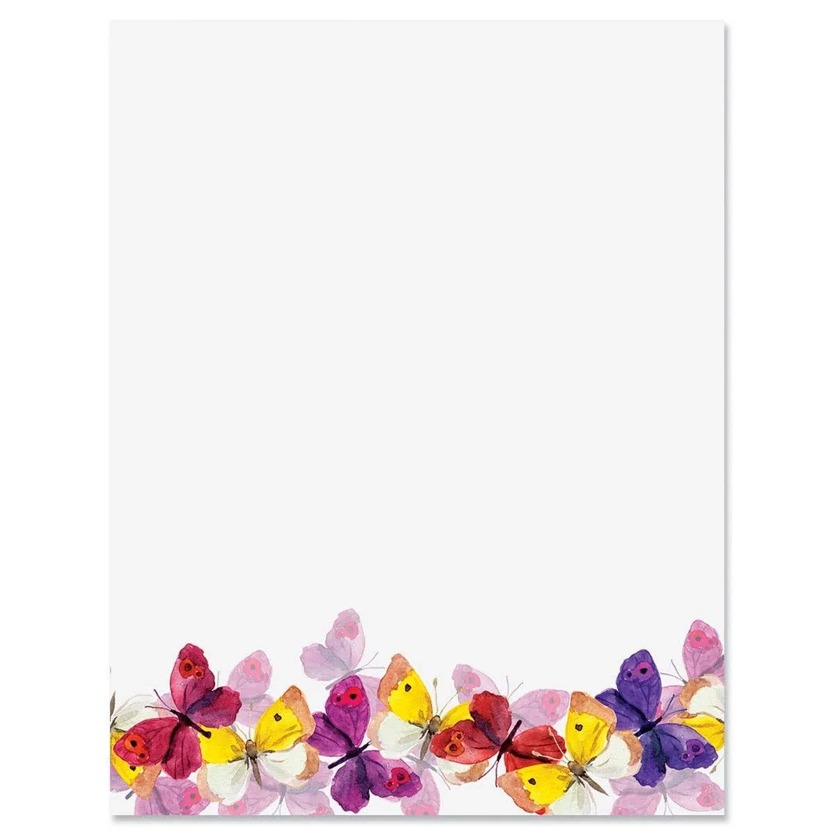 Summer Butterflies Letter Papers - Set of 25, Stationery, 8.5 inch x 11 inch, 70 ...