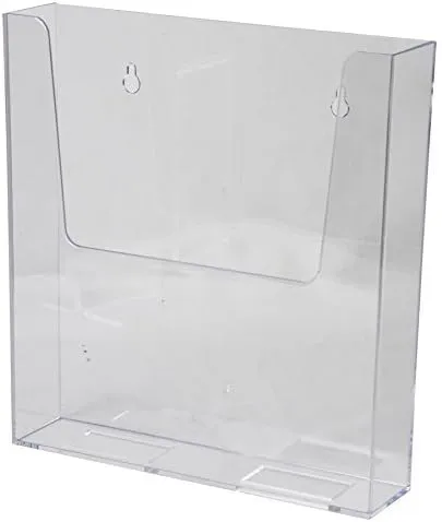 Clear-Ad - Acrylic Wall Mount Brochure Holder 8.5x11 (Pack of 4) - Plastic Hanging Flyer Holders - Adhesive or Wall Mounted File and Magazine Rack - Single Pocket Literature Display Box - LHW-M161